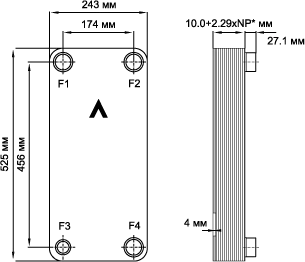 Пластинчатый теплообменник фреон вода SWEP V120T. Испаритель
