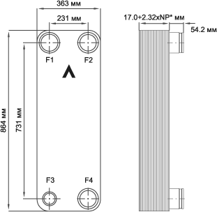 Пластинчатый теплообменник фреон вода SWEP V65. Испаритель
