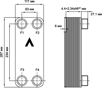 Пластинчатый теплообменник фреон вода SWEP B12