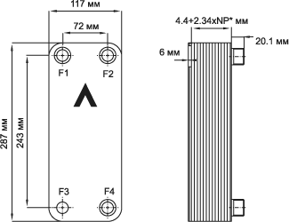 Пластинчатый теплообменник фреон вода SWEP V10T. Испаритель