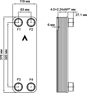 Пластинчатый теплообменник фреон вода SWEP B16